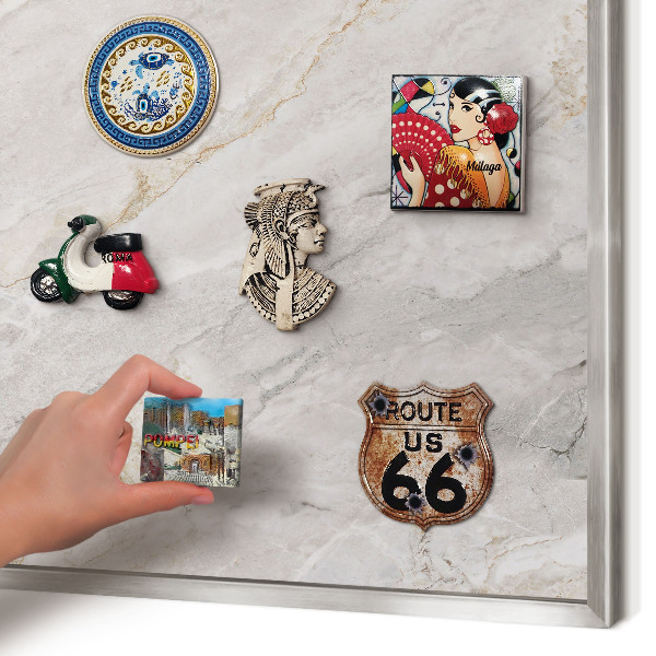 Tableau magnétique décoratif avec cadre argenté Élégance du marbre