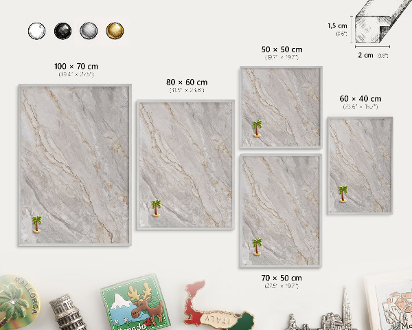 Tableau magnétique décoratif avec cadre argenté Élégance du marbre