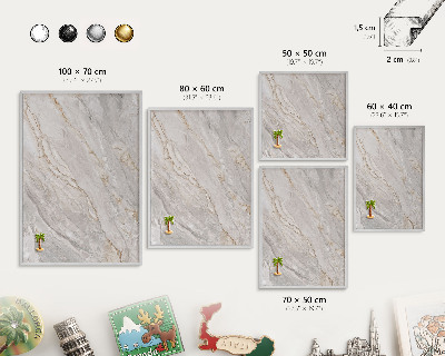 Tableau magnétique décoratif avec cadre argenté Élégance du marbre