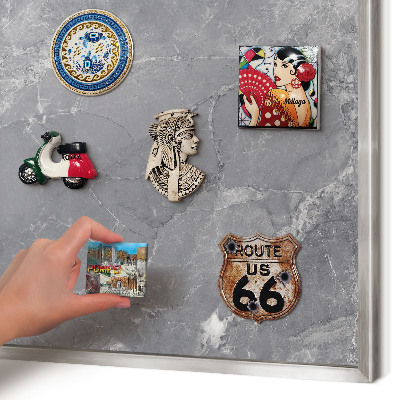 Tableau pour collection d'aimants cadre argenté Marbre gris