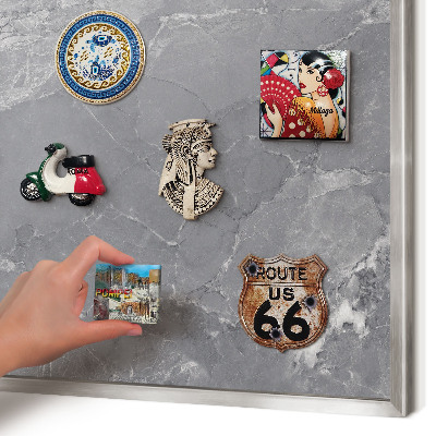 Tableau pour collection d'aimants cadre argenté Marbre gris
