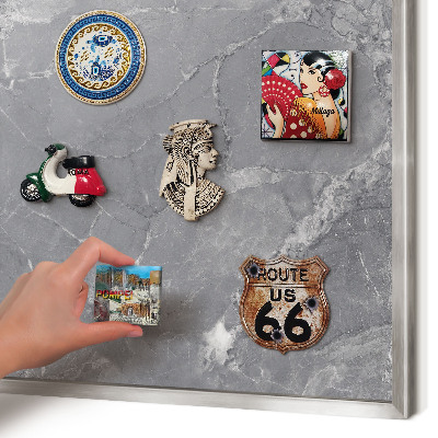 Tableau pour collection d'aimants cadre argenté Marbre gris