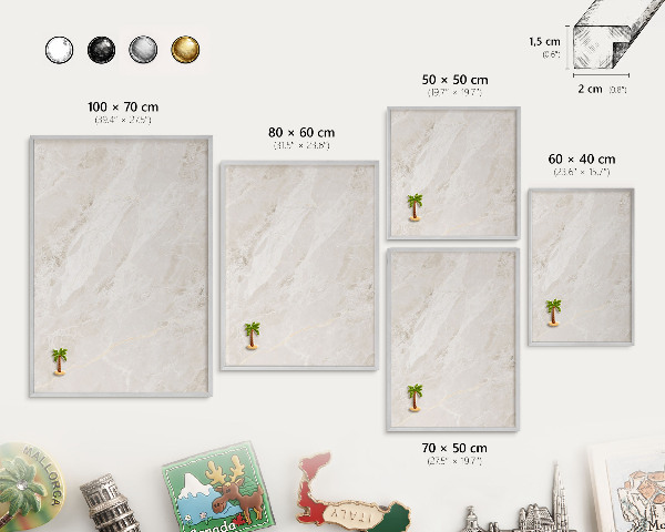Tableau magnétique décoratif avec cadre argenté Élégance crémeuse