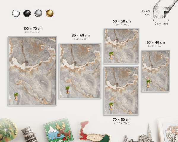 Tableau pour collection d'aimants cadre argenté L'élégance du marbre