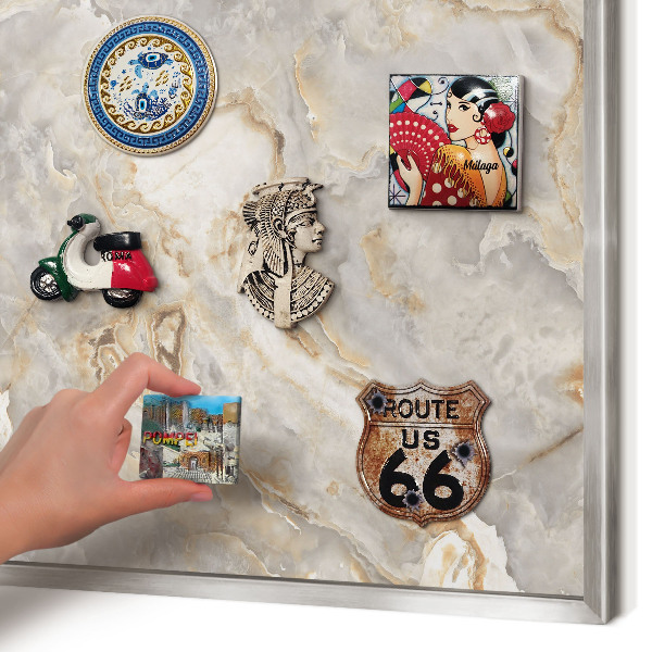 Tableau magnétique décoratif avec cadre argenté Élégance du marbre