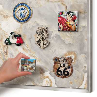 Tableau magnétique décoratif avec cadre argenté Élégance du marbre