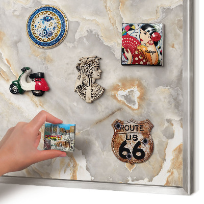 Tableau magnétique décoratif avec cadre argenté Élégance du marbre