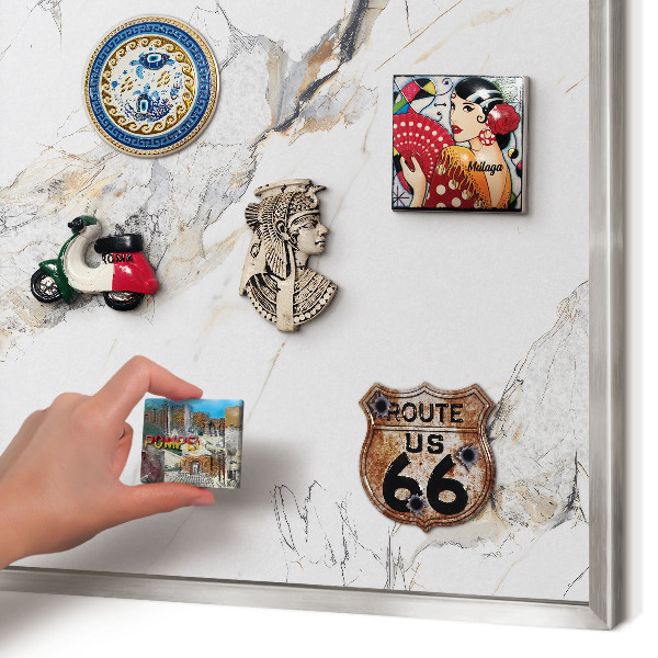Tableau magnétique décoratif avec cadre argenté Effet marbre