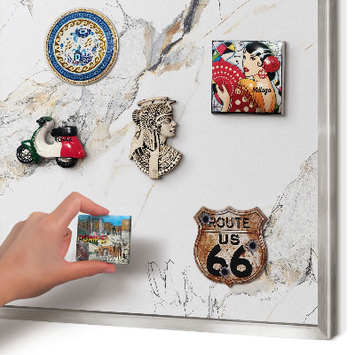 Tableau magnétique décoratif avec cadre argenté Effet marbre