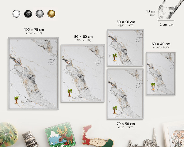 Tableau magnétique décoratif avec cadre argenté Effet marbre