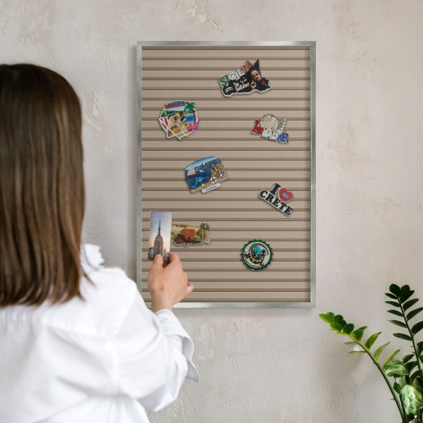 Tableau magnétique décoratif avec cadre argenté Rayures verticales