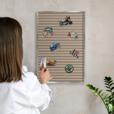 Tableau magnétique décoratif avec cadre argenté Rayures verticales