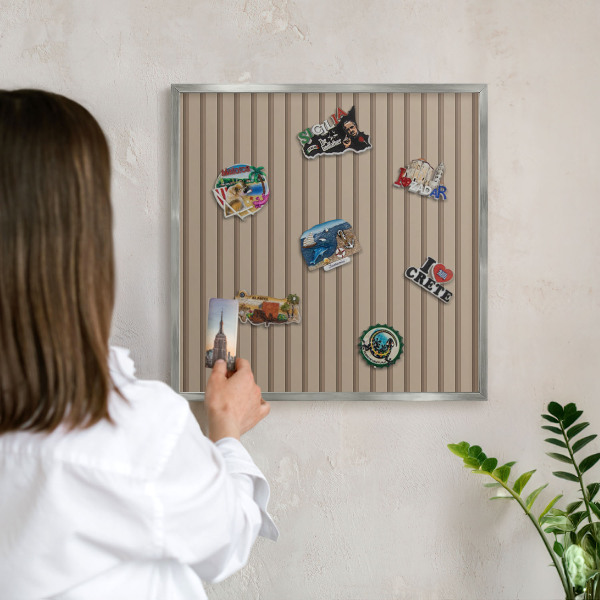 Tableau magnétique décoratif avec cadre argenté Rayures verticales