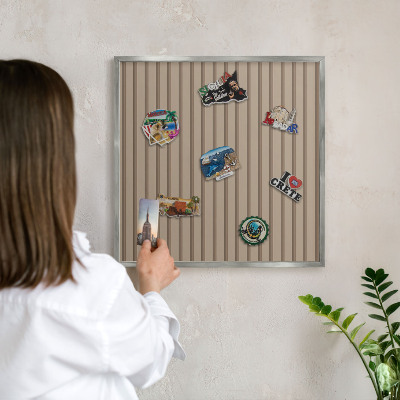 Tableau magnétique décoratif avec cadre argenté Rayures verticales