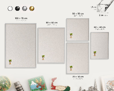 Tableau pour collection d'aimants cadre argenté Texture crémeuse