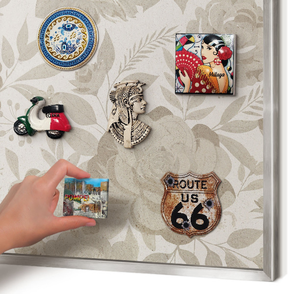 Tableau magnétique décoratif avec cadre argenté Fleurs vintage