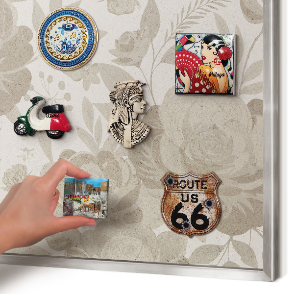 Tableau magnétique décoratif avec cadre argenté Fleurs vintage