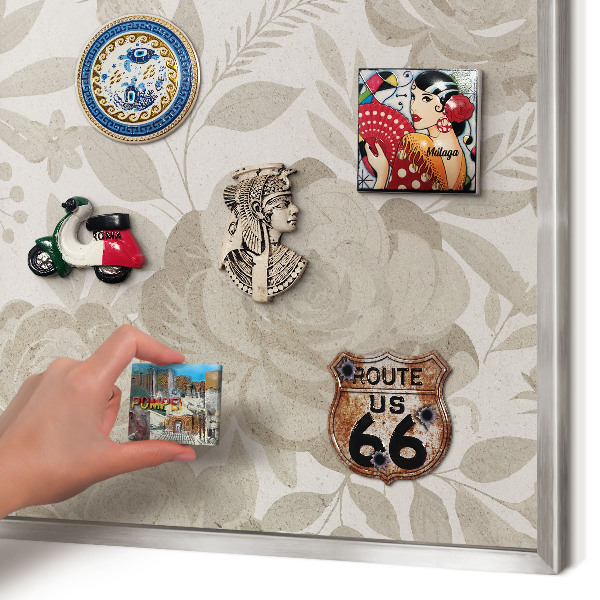Tableau magnétique décoratif avec cadre argenté Fleurs vintage