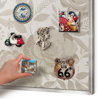 Tableau magnétique décoratif avec cadre argenté Fleurs vintage