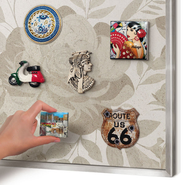 Tableau magnétique décoratif avec cadre argenté Fleurs vintage