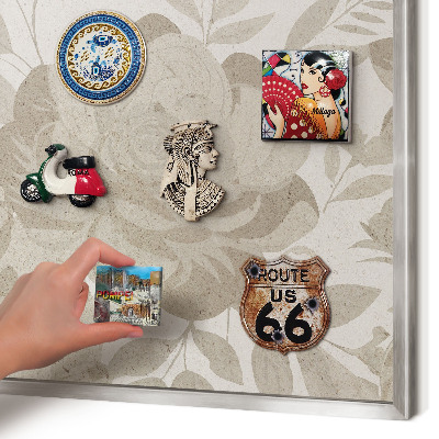 Tableau magnétique décoratif avec cadre argenté Fleurs vintage