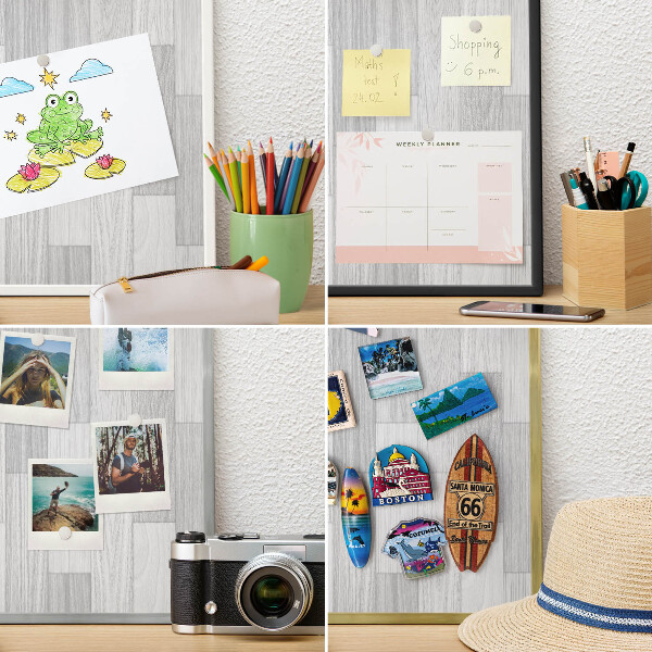 Tableau pour collection d'aimants cadre argenté Texture bois