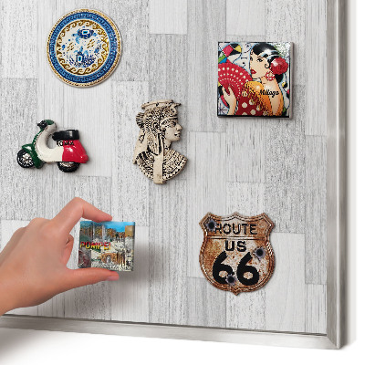 Tableau pour collection d'aimants cadre argenté Texture bois