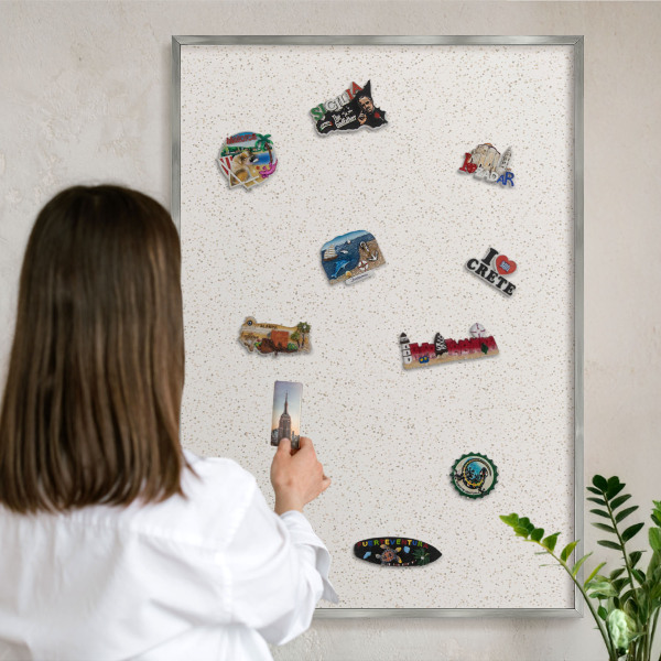 Tableau pour collection d'aimants cadre argenté De minuscules points
