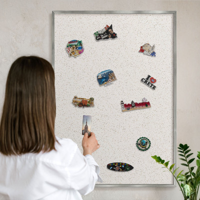 Tableau pour collection d'aimants cadre argenté De minuscules points