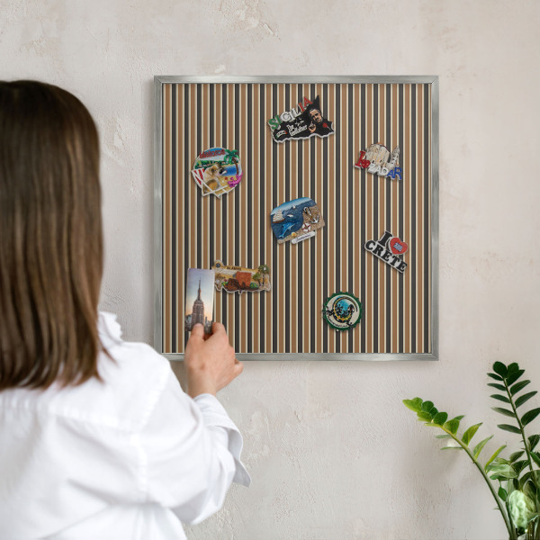 Tableau magnétique décoratif avec cadre argenté Motif géométrique