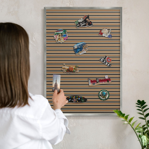 Tableau magnétique décoratif avec cadre argenté Motif géométrique