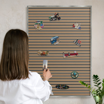 Tableau magnétique décoratif avec cadre argenté Motif géométrique