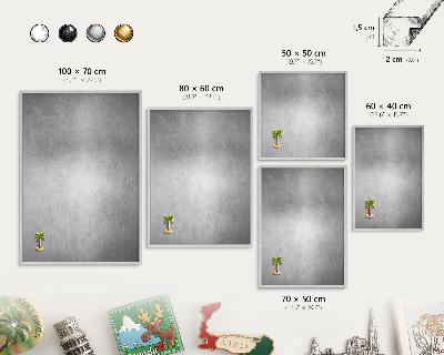 Tableau pour collection d'aimants cadre argenté Surface métallique