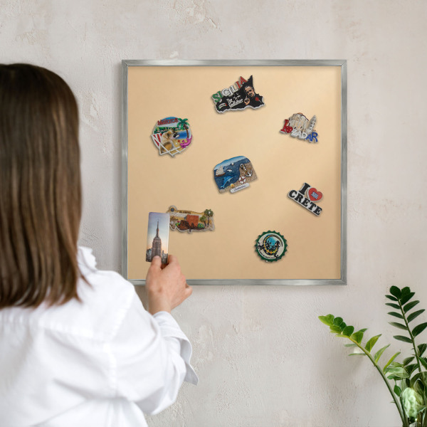 Tableau magnétique décoratif avec cadre argenté Harmonie crémeuse