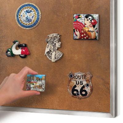 Tableau magnétique décoratif avec cadre argenté Texture brune