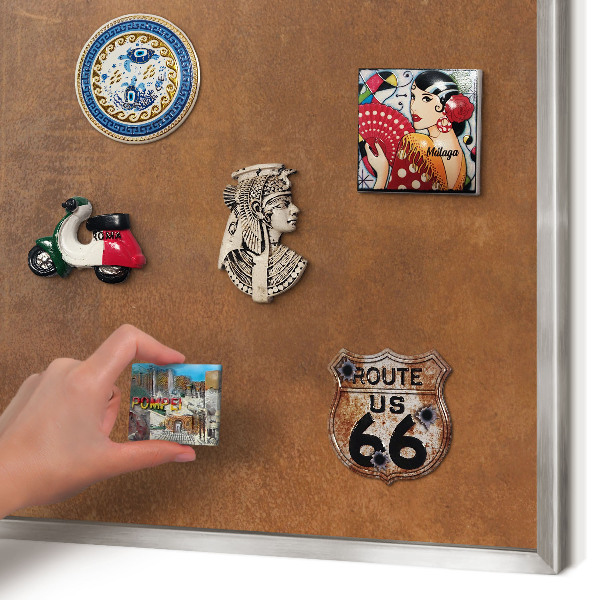 Tableau magnétique décoratif avec cadre argenté Texture brune