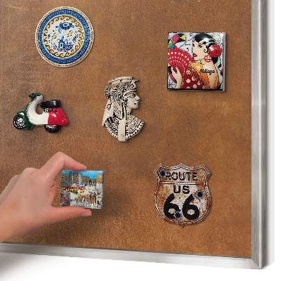 Tableau magnétique décoratif avec cadre argenté Texture brune