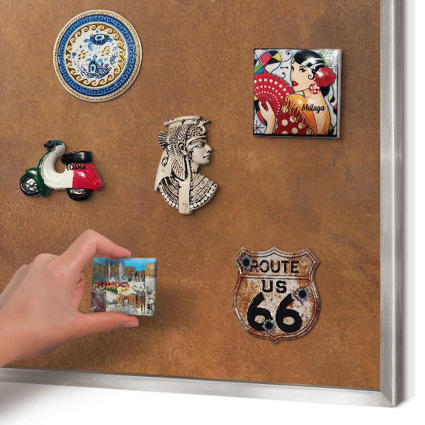 Tableau magnétique décoratif avec cadre argenté Texture brune