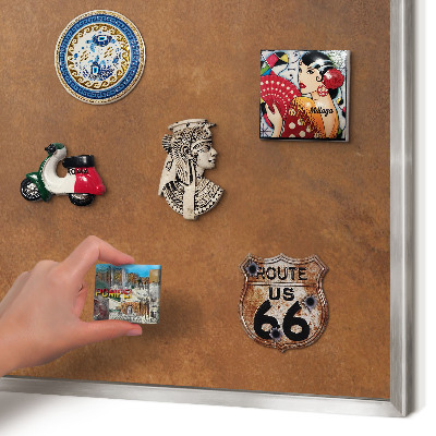 Tableau magnétique décoratif avec cadre argenté Texture brune