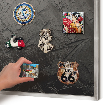 Tableau pour collection d'aimants cadre argenté Noir texturé