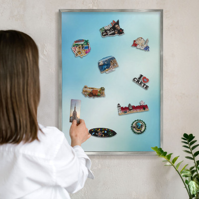 Tableau magnétique décoratif avec cadre argenté Ciel bleu