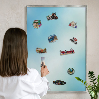 Tableau magnétique décoratif avec cadre argenté Ciel bleu