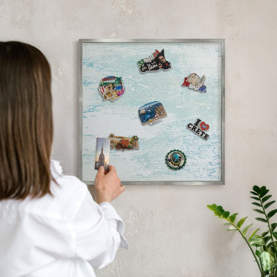 Tableau pour collection d'aimants cadre argenté Abrasions pastel