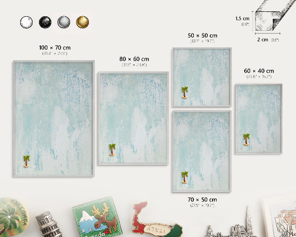 Tableau pour collection d'aimants cadre argenté Abrasions pastel