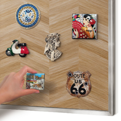 Tableau pour collection d'aimants cadre argenté Chevrons en bois