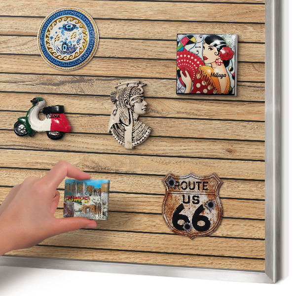 Tableau pour collection d'aimants cadre argenté Planches de bois