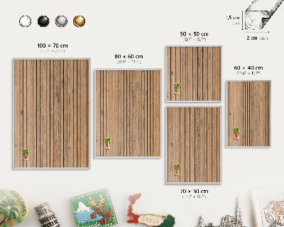 Tableau pour collection d'aimants cadre argenté Planches de bois