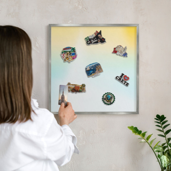 Tableau magnétique décoratif avec cadre argenté Détente pastel