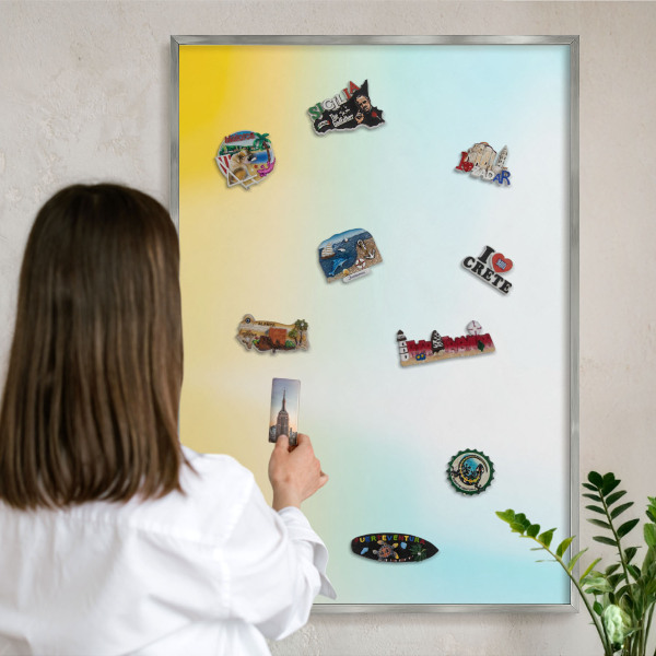 Tableau magnétique décoratif avec cadre argenté Détente pastel