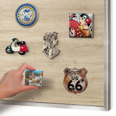 Tableau pour collection d'aimants cadre argenté Fond en bois